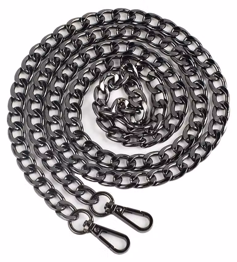 Catena per borsa, 120 cm, spallina in metallo, nera, ricambio