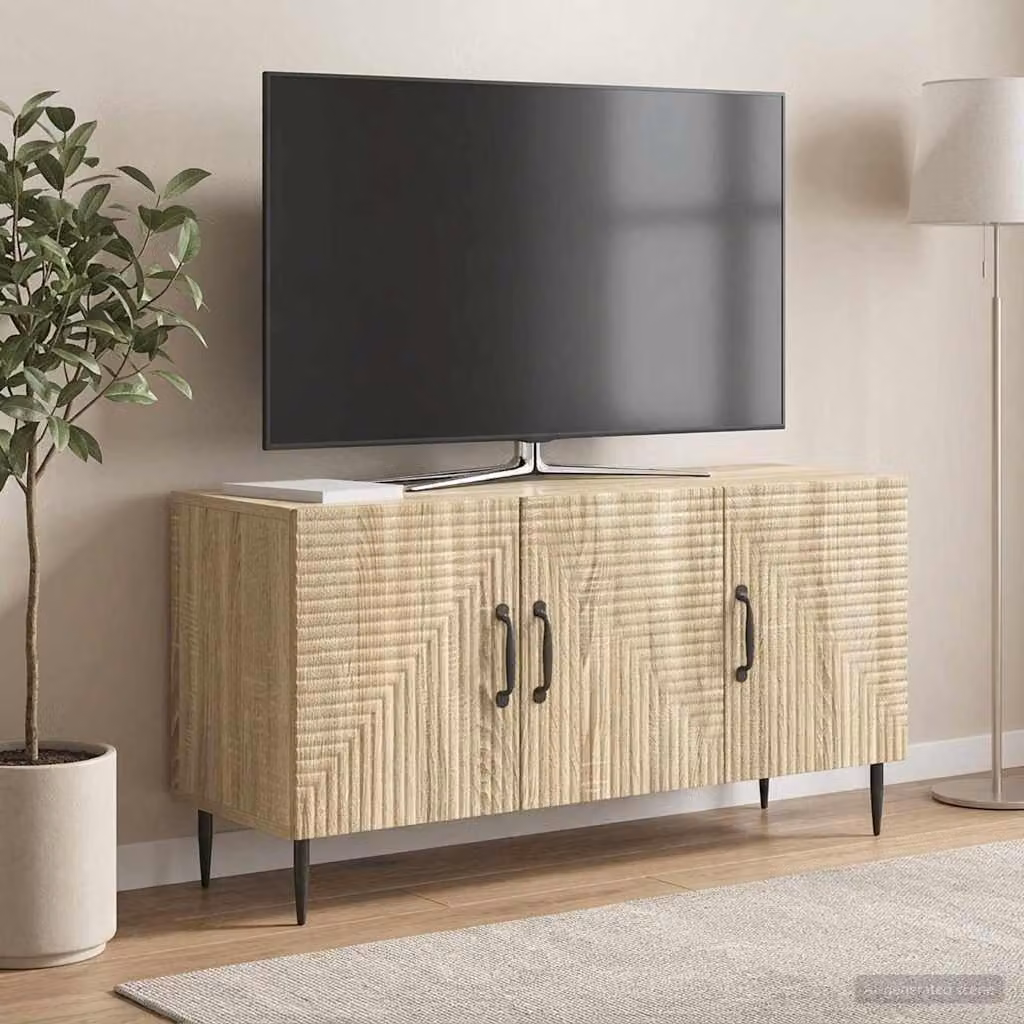 Mobile TV vidaXL in Rovere Sonoma e Metallo, L 99 x P 34,5 x H 50 cm