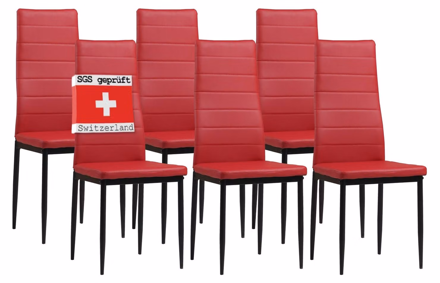 Sedie per sala da pranzo Albatros MILANO set di 6, rosso - sedia imbottita con rivestimento in Pelle finta, design moderno ed elegante per il tavolo da pranzo - sedia da cucina o da sala da pranzo con elevata capacità di carico fino a 110kg