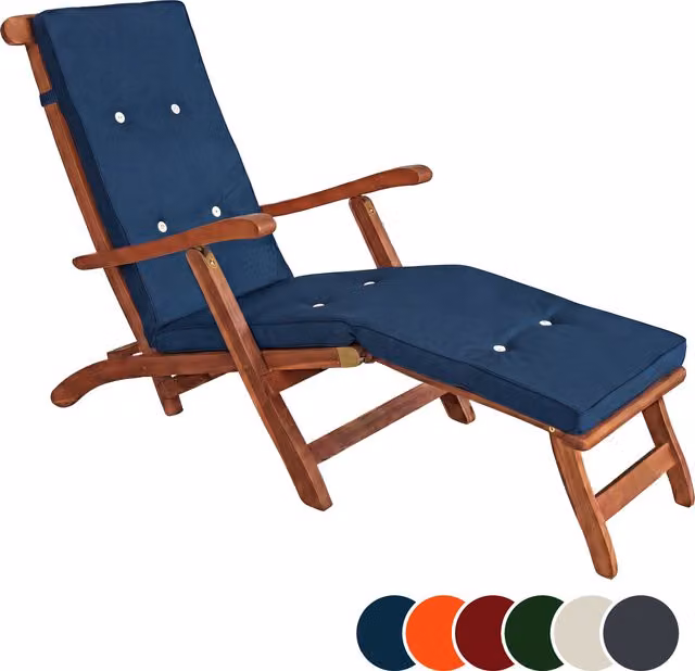 Materassino per sdraio rettangolare in poliestere blu e bianco con tessuto idrorepellente Detex® L: 184,5 cm, P: 43 cm