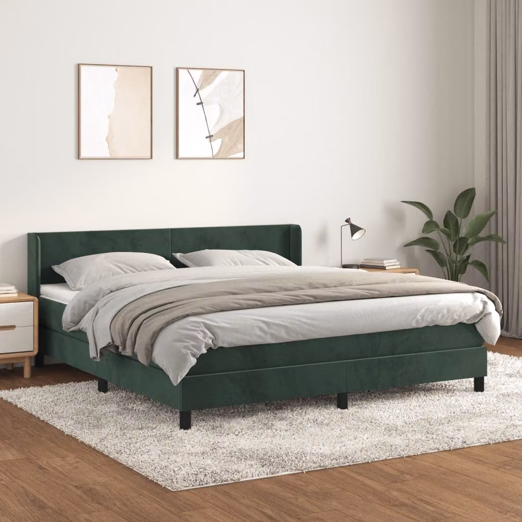 Maison Exclusive - Giroletto a Molle con Materasso Verde Scuro 180x200 cm Velluto