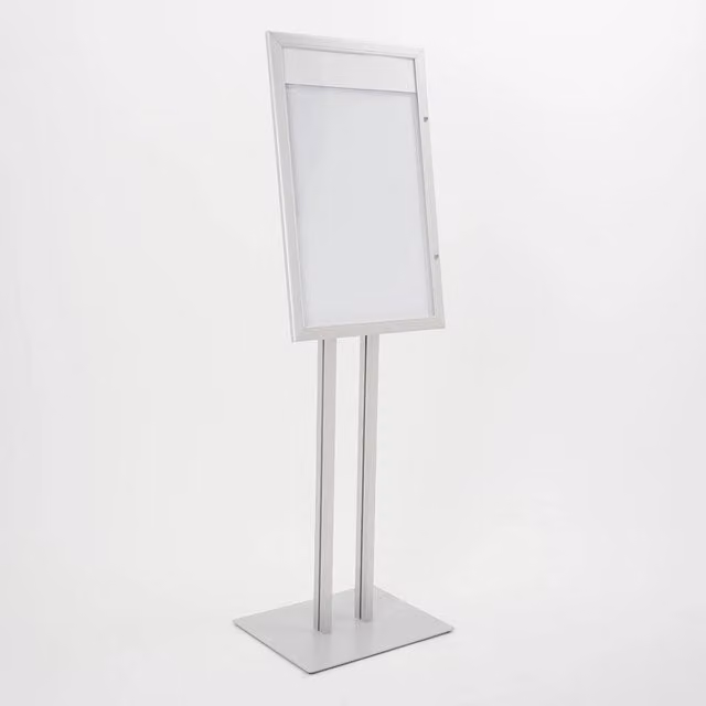 Espositore a Leggio con Piantana 51,4x79 cm in Alluminio Porta Menù Silver