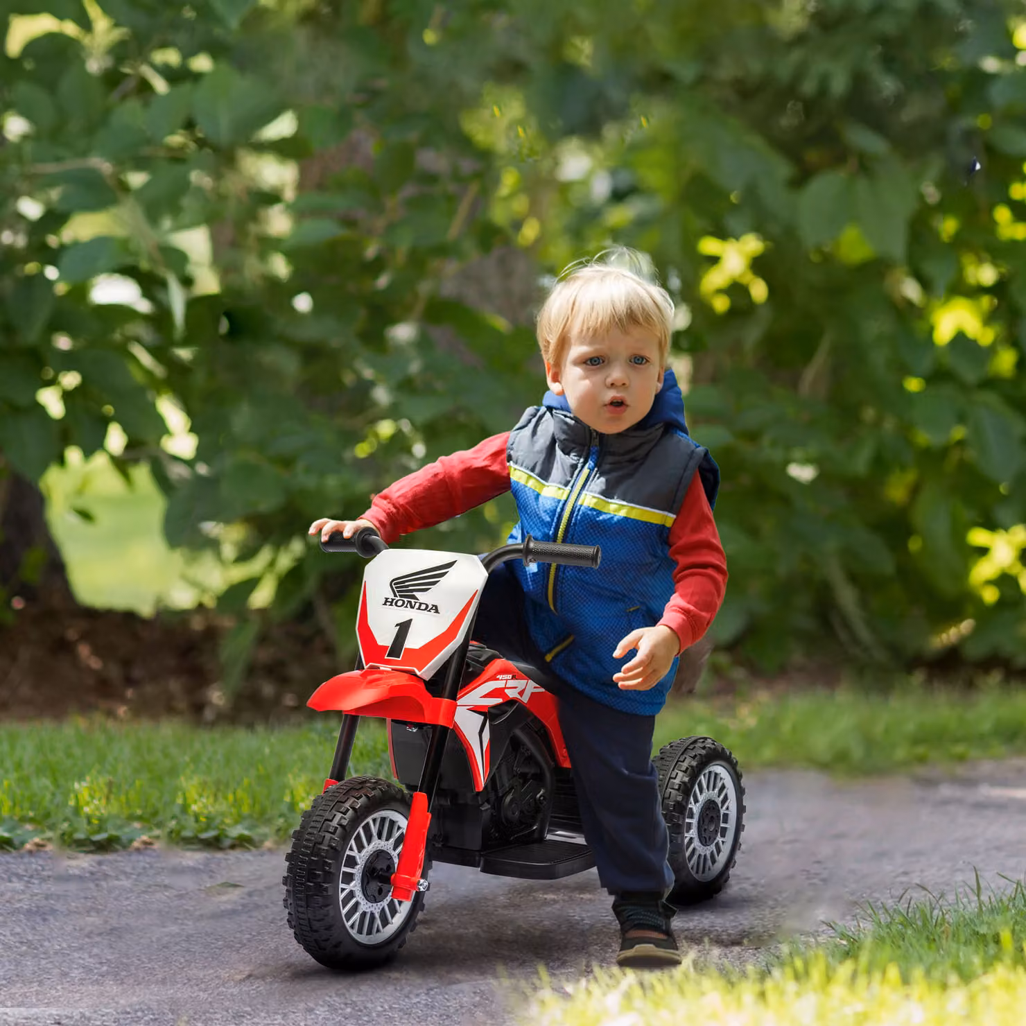 Moto Elettrica per Bambini HOMCOM con Licenza Honda CRF450RL a 3 Ruote, Rosso – 2