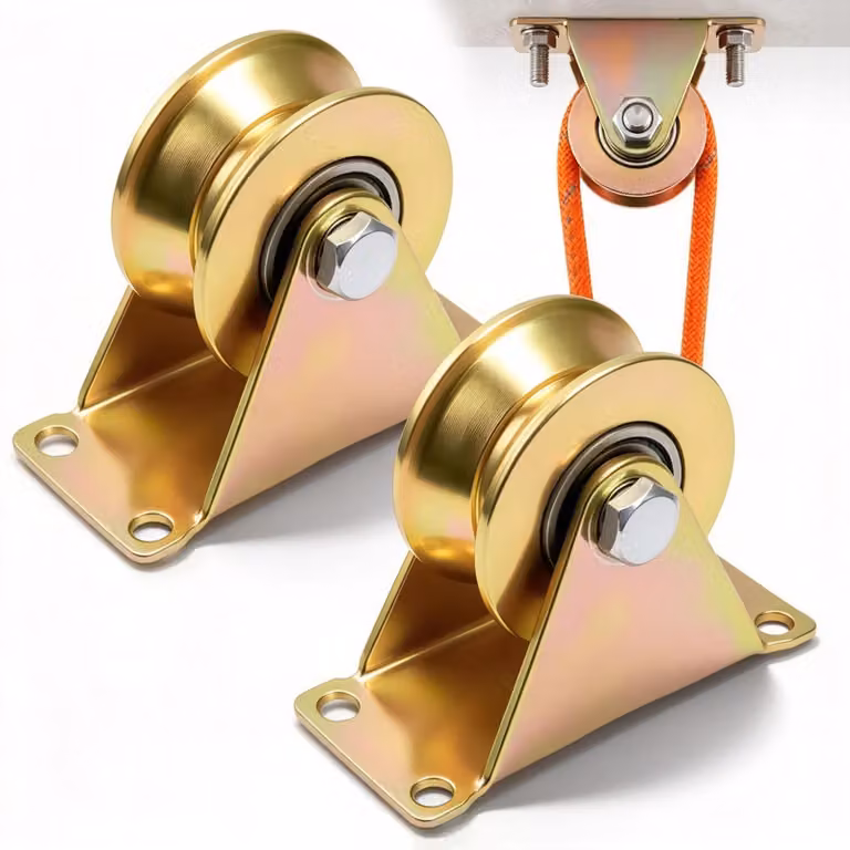 Set di 2 rulli guida per cavi a V, in acciaio, diametro 54,5 mm, con cuscinetti a sfera