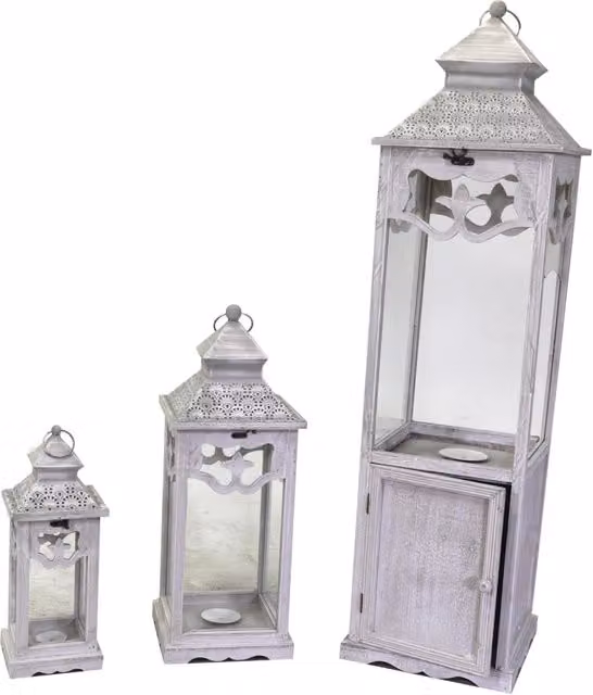 Lanterna legno metallo 1-3 sbiancato c-anta quadro cm32x32h118