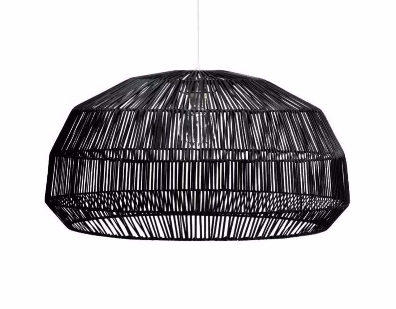 Fine Asianliving Bamboo Hanging Lamp Lampada a sospensione Nero fatto a mano - Andy D53xH30cm Lampada a sospensione Illuminazione Paralume di bambù Tessuto Lampada Illuminazione Rotan