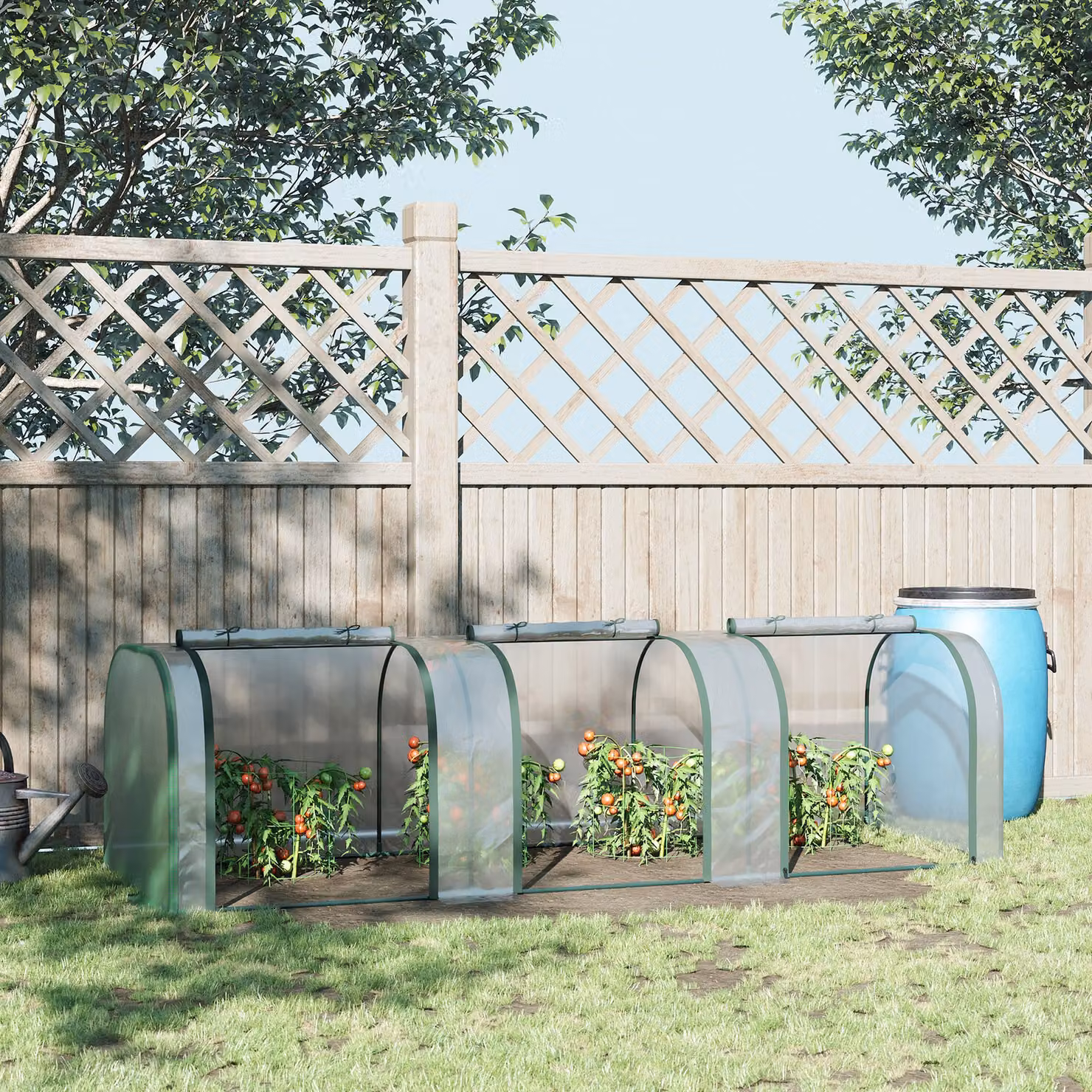 Outsunny Serra a Tunnel da Giardino con Porte a Cerniera in PVC Trasparente e Acciaio, L 295 cm x P 100 cm x H 80 cm – 2