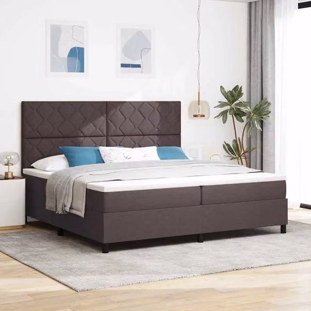 Letto a molle con testiera vidaXL in tessuto marrone con molle a tasche L: 200 cm, P: 200 cm, H: 280 cm – 1
