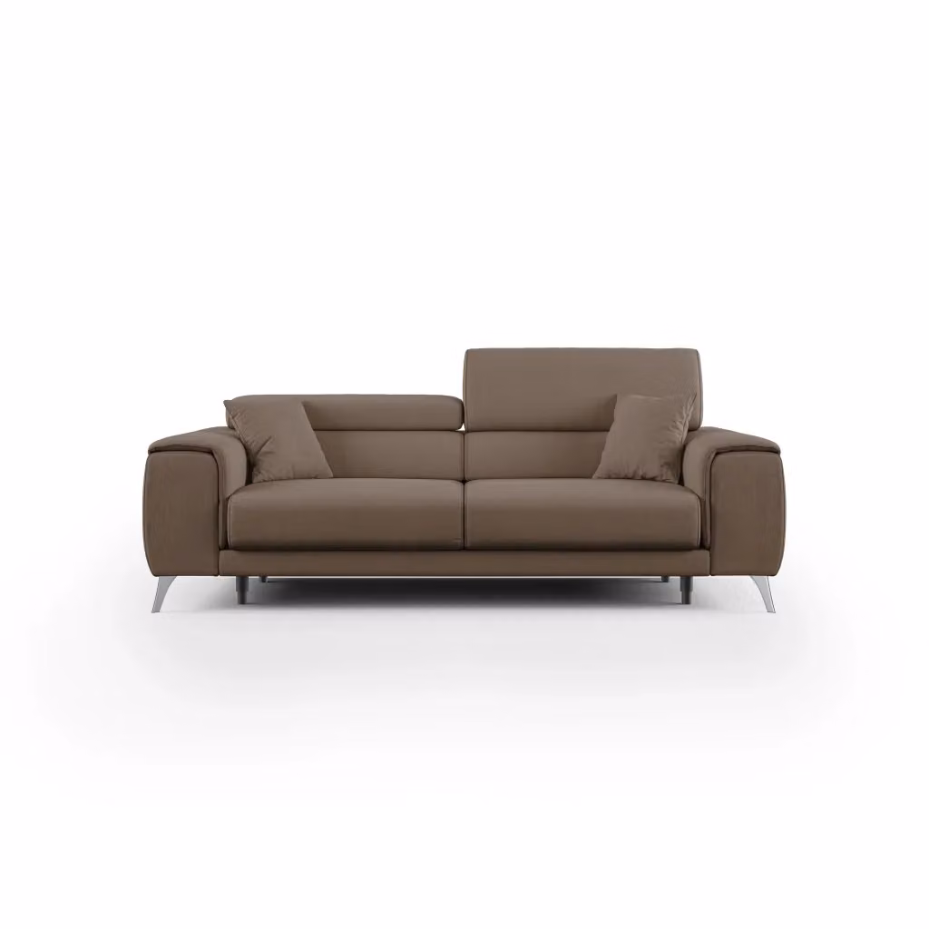 Divano Fusion Divani.Store con sedute allungabili e tessuto smacchiabile marrone L: 215 cm – 2