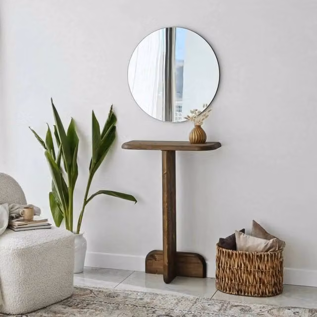 Consolle DMORA in legno color noce, tavolo multiuso e scrivania da corridoio, L: 80 cm, P: 25 cm, H: 85 cm – 1