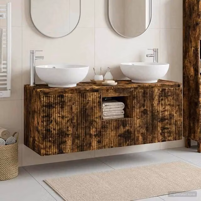 Set di Armadi da Bagno 3 pz Rovere Fumo 49,5 x 44,5 x 65 cm 3405702
