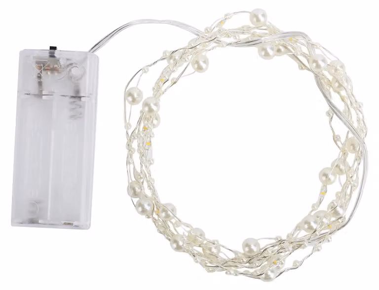 Catena luminosa a LED con perline decorative, lunghezza 217 cm, luce bianco caldo, flessibile