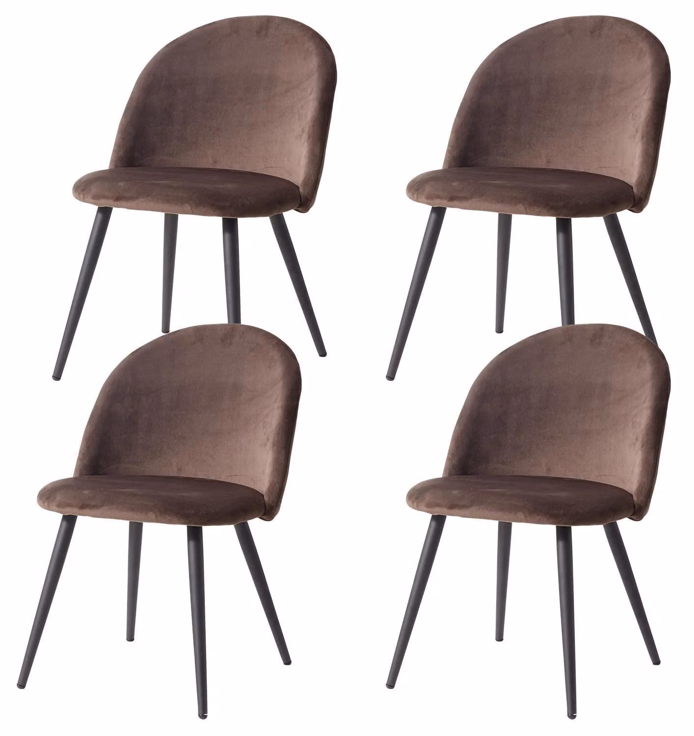 Set di 4 sedie da pranzo - Sedia da pranzo - Struttura in metallo, rivestimento imbottito in tessuto, senza braccioli, design moderno, da montare - Blu