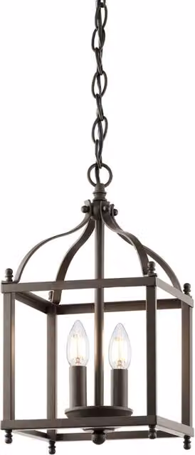 Lampadario a sospensione Larkin Kichler in metallo bronzo con stile candela, dimmabile e altezza regolabile, per 2 lampadine E14