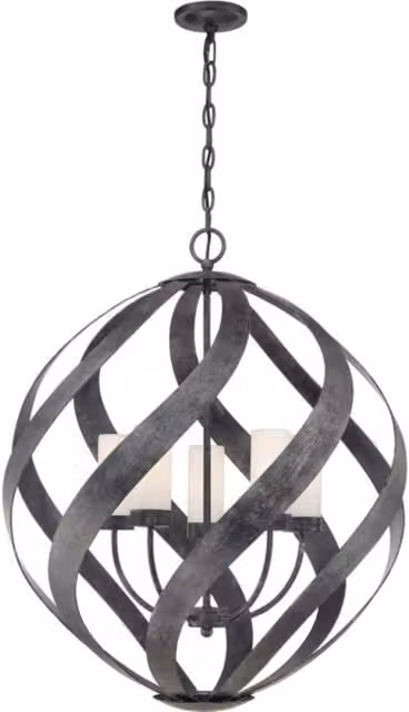 Lampadario da soffitto per esterno Quoizel Blacksmith in metallo nero e vetro con 5 luci E14