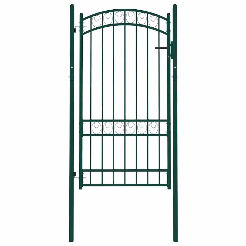 Cancello singolo per recinzione vidaXL in acciaio verde, modello swing, L: 100 cm, H: 123,5 cm – 2