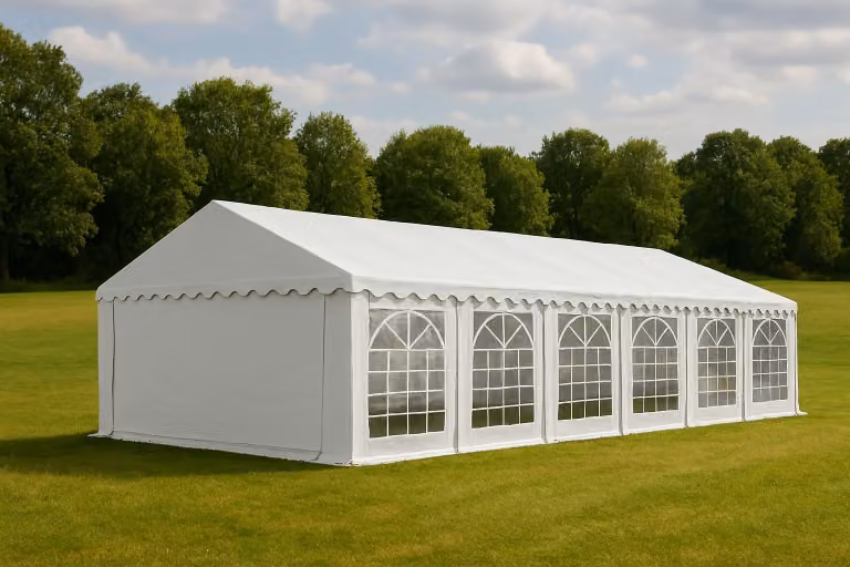 Tenda per eventi 6x12 metri, PVC PREMIUM, 500 g/m² - Bianca