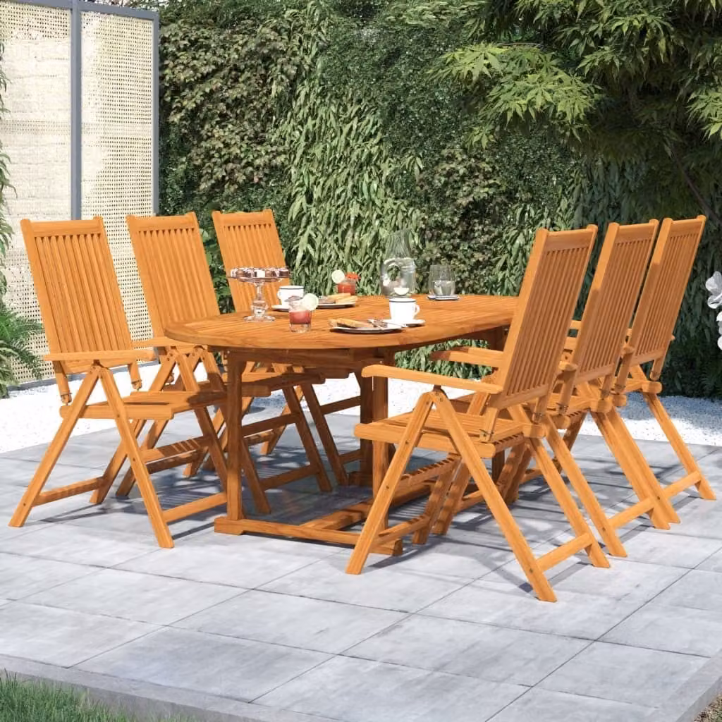 Maison Exclusive - Set da pranzo da giardino 7 pezzi in legno massello di acacia 120-170 cm