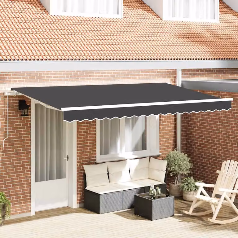 Tenda retrattile vidaXL con bracci pieghevoli in alluminio e tessuto in poliestere, colore Antracite, L 400 cm x P 200 cm