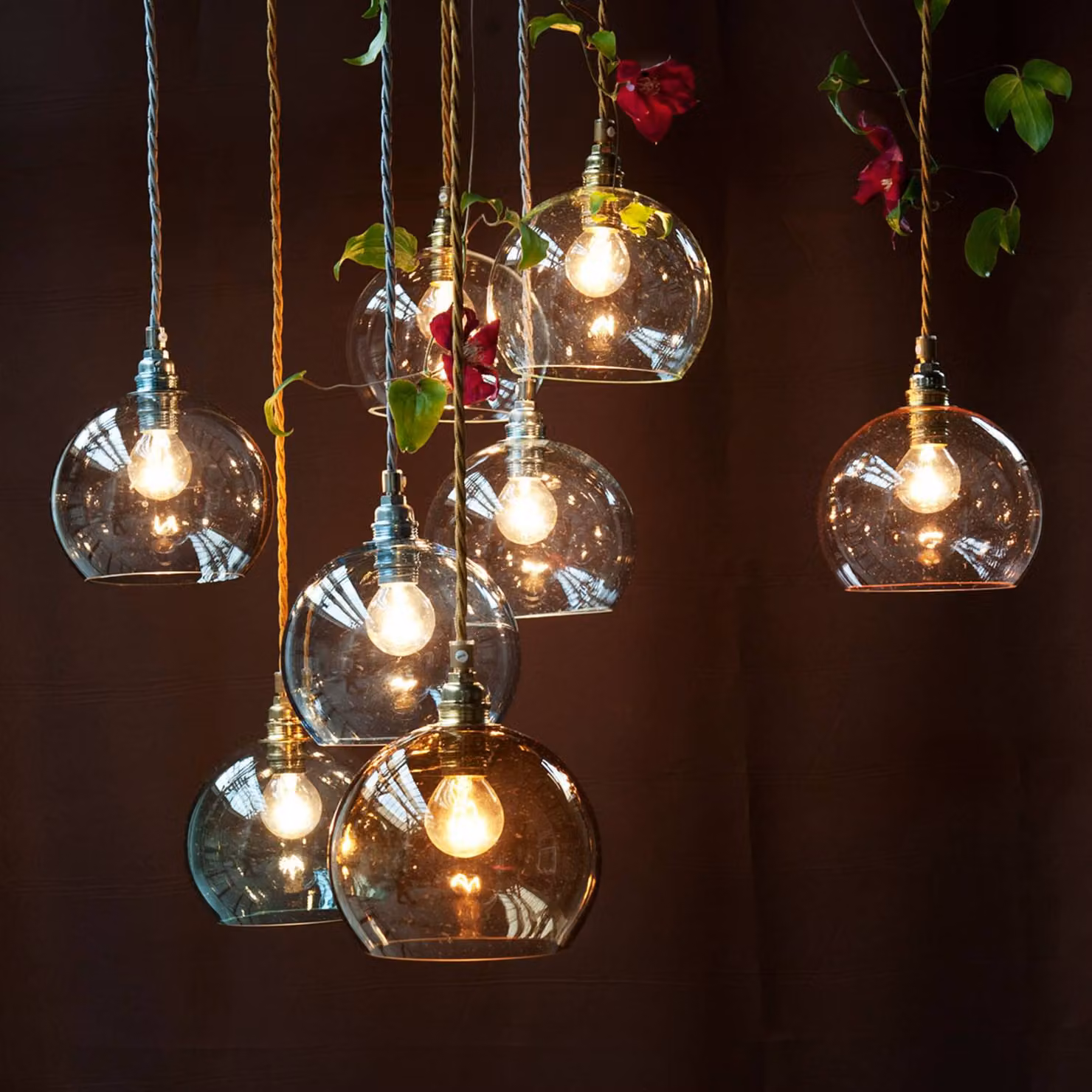 EBB & FLOW Lampada a sospensione in vetro Rowan, dimmerabile, Violetto / Fucsia / Rosa, Soggiorno / Sala da pranzo, Vetro, Scandinavo, Lampada a sospensione