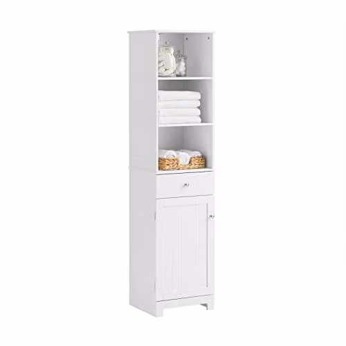 SoBuy Mobile alto Colonna bagno salvasapzio con cassetto e armadietto L40*P35*A161 cm BZR17-W