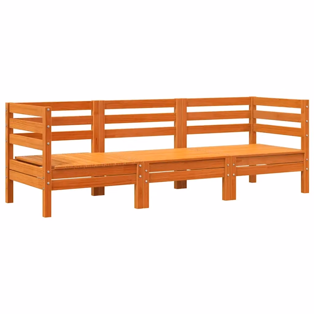 Divano da giardino a 3 posti vidaXL in legno di pino marrone con cuscini inclusi L: 190,5 cm, P: 63,5 cm, H: 62,5 cm – 2