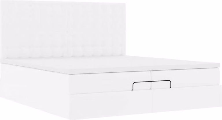 Struttura Letto Pouf con Materassi Bianco 200x200 cm Pelle finta