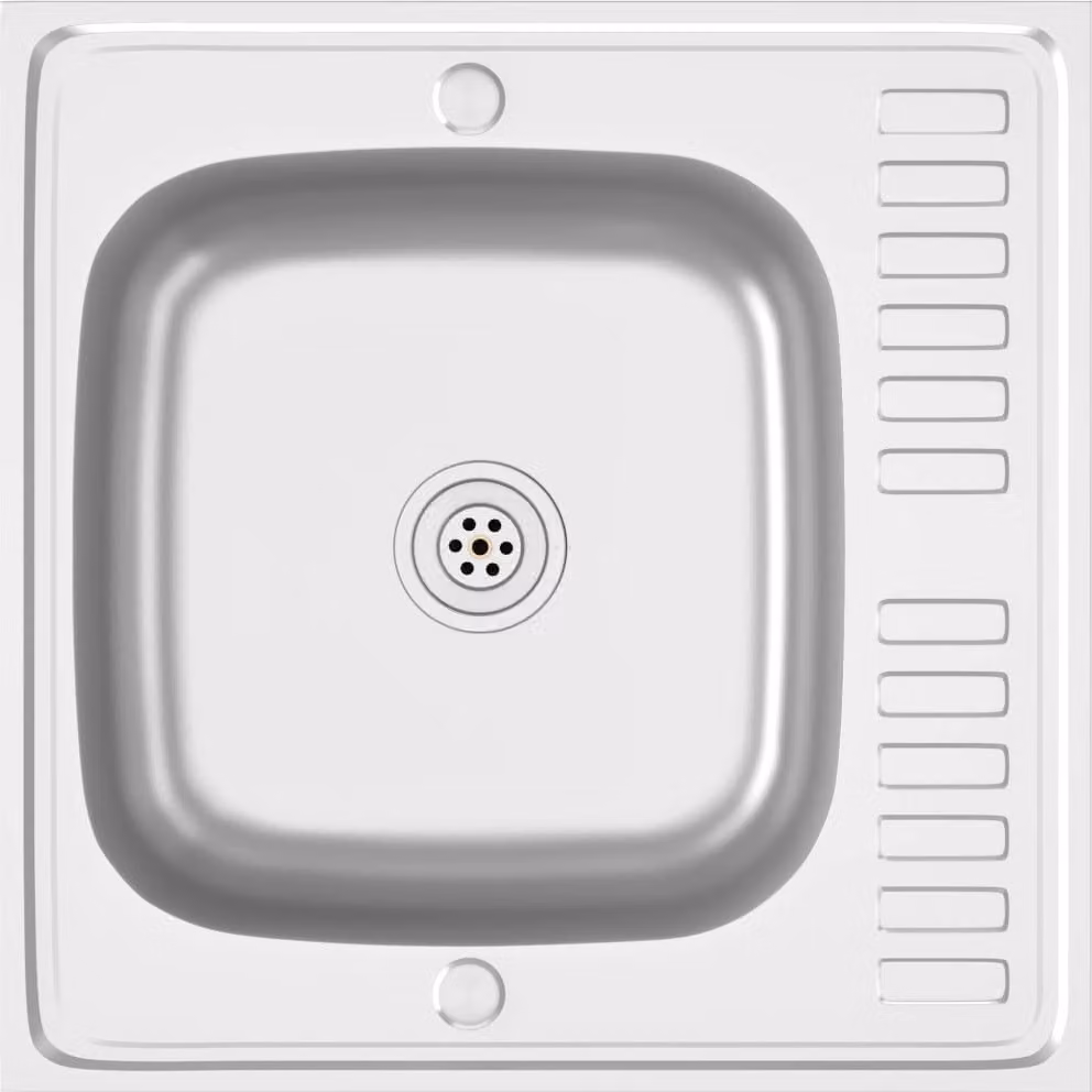 Lavello da Cucina con Scarico Argento 600x600x155 mm Acciaio