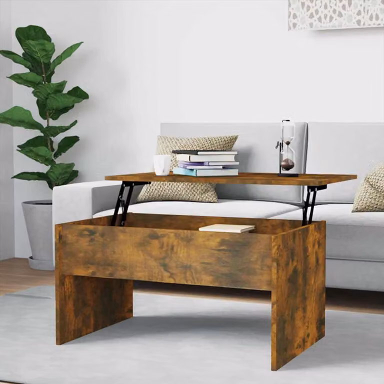 vidaXL Tavolino Moderno in Legno Rovere Fumo Marrone L: 80 cm, P: 50,5 cm, H: 41,5 cm