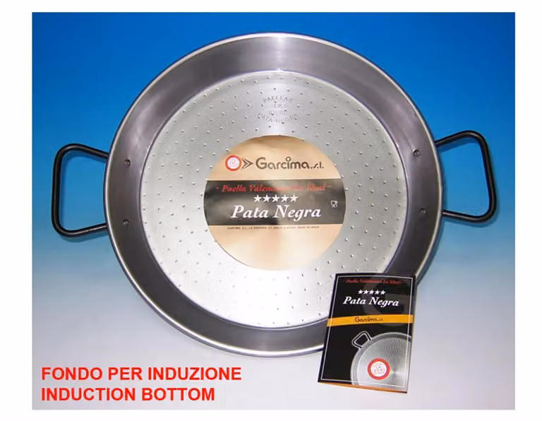 Paella Valenciana fondo induzione 'Linea LA IDEAL PATA NEGRA' di Garcima, in ferro spazzolato, per 1 porzione, diam. 30cm