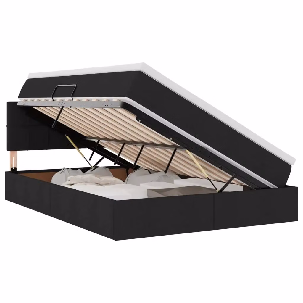Letto con contenitore e materasso vidaXL in velluto nero L/P/H: 140 x 200 cm – 2
