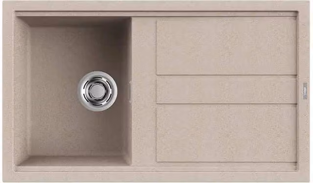 Lavello da incasso Elleci Best 400 con una vasca in Granitek colore beige L: 86 cm, P: 51 cm – 1