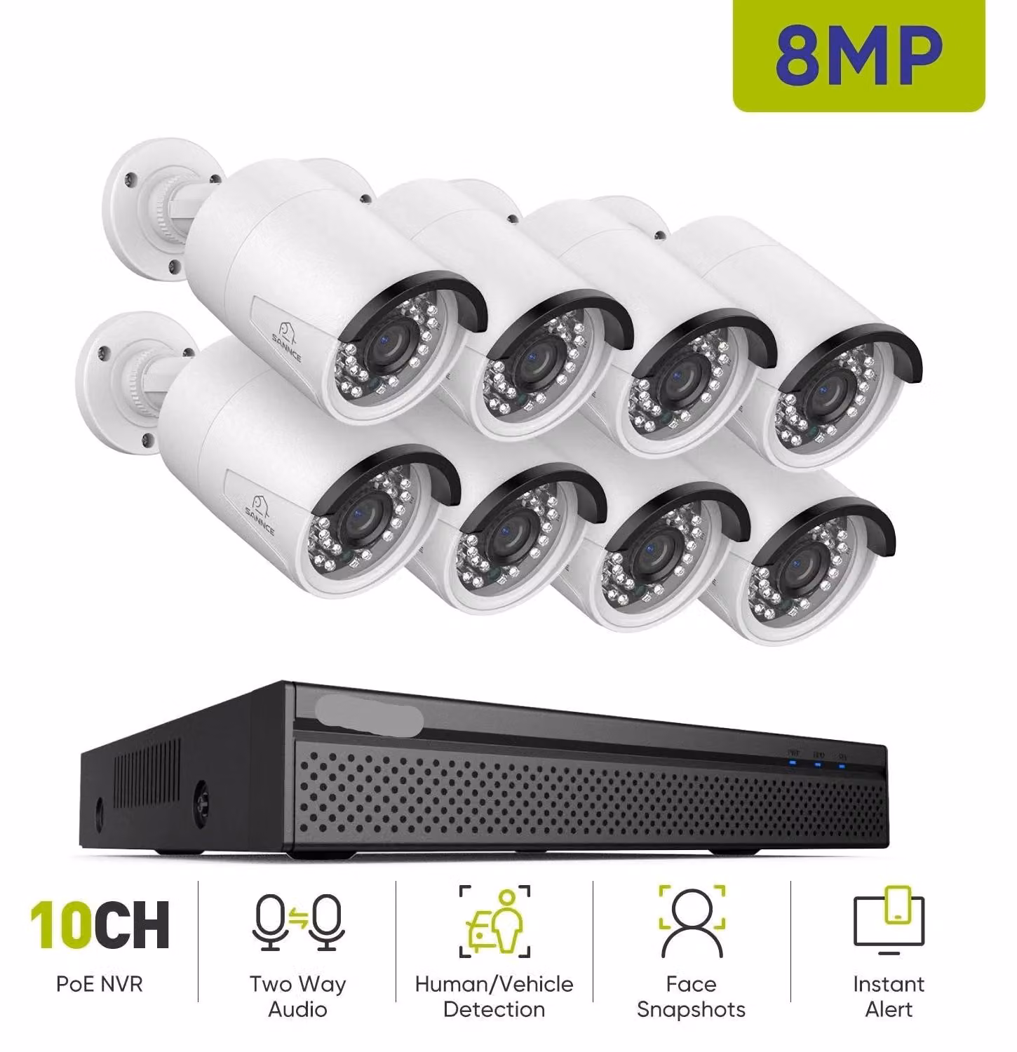 Sistema di videosorveglianza - Telecamere di sicurezza - Telecamera di sicurezza - 4K Ultra HD - Kit di telecamere POE