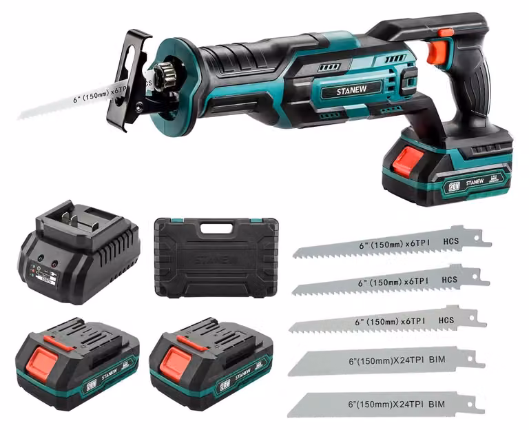 Sega reciproca a batteria - 18 V, 2,0 Ah - Lame da 150 mm - Adatta per legno e plastica