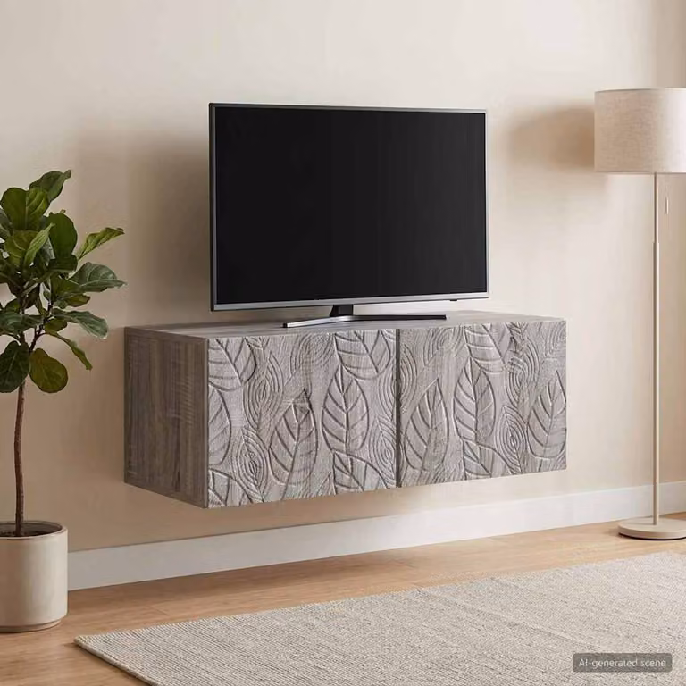 vidaXL Mobile Porta TV da Muro in Legno MDF Grigio con Stile Vintage L: 78,5 cm, P: 31 cm, H: 30 cm