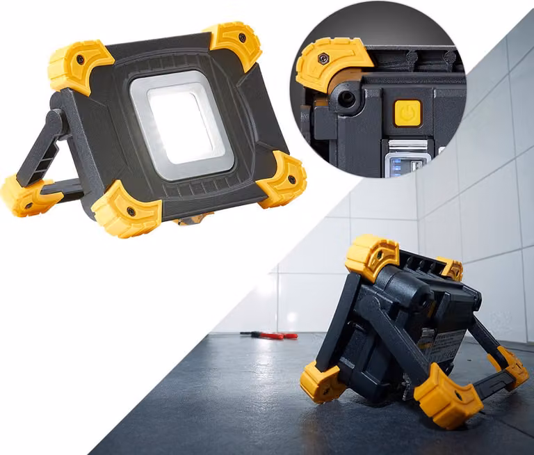 Faretto da costruzione ricaricabile a LED 10W dimmerabile 1100 lumen IP54 con funzione powerbank