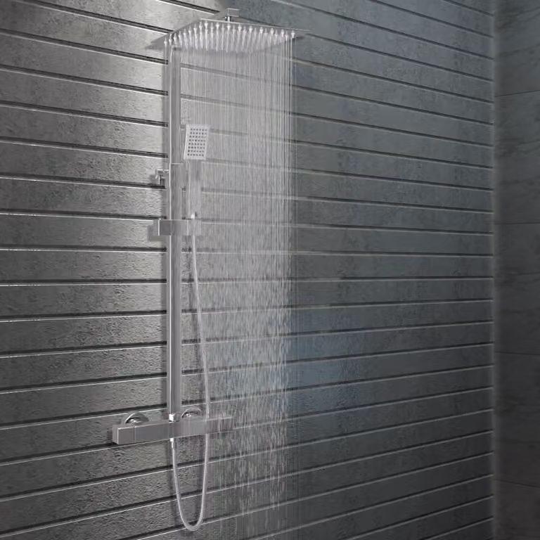 The Living Store Set doccia doppio soffione con termostato in acciaio inox