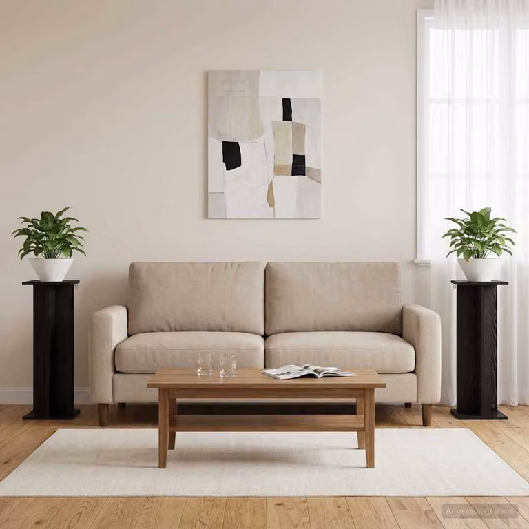 Set di 2 supporti per piante vidaXL in legno MDF nero, L/P/H: 25 x 25,5 x 80,5 cm
