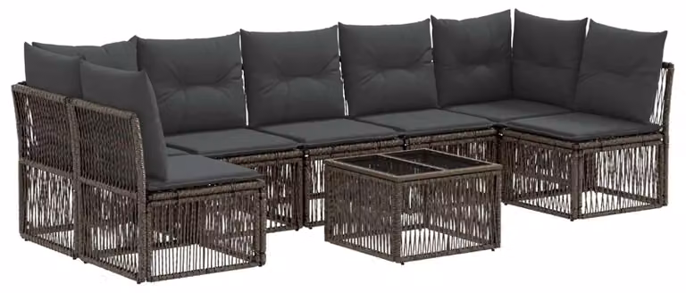 Set Divano da Giardino 8 pcs Grigio polyrattan