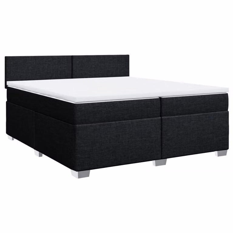 Giroletto a Molle con Materasso Nero 200x200 cm in Tessuto