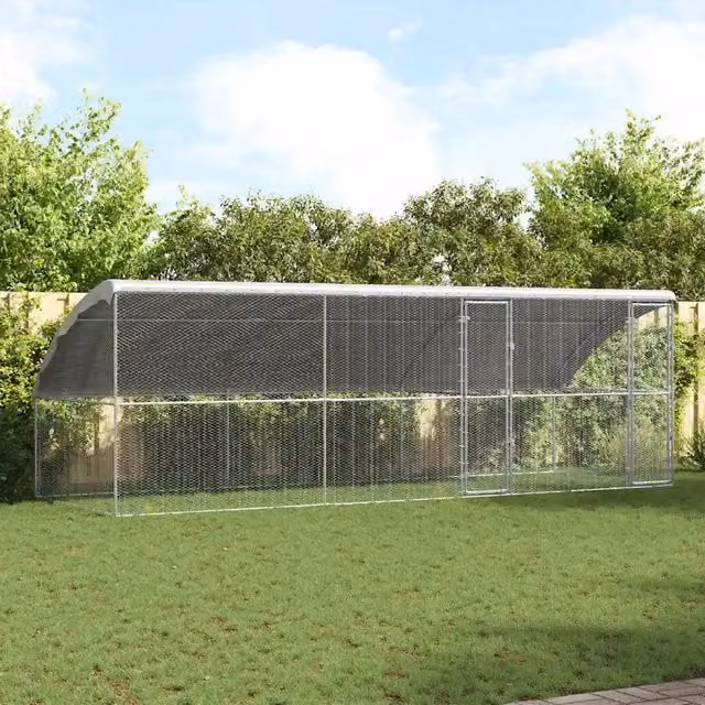 Pollaio vidaXL in acciaio zincato argento con 2 porte, L/P/H: 600 x 200 x 200 cm – 1