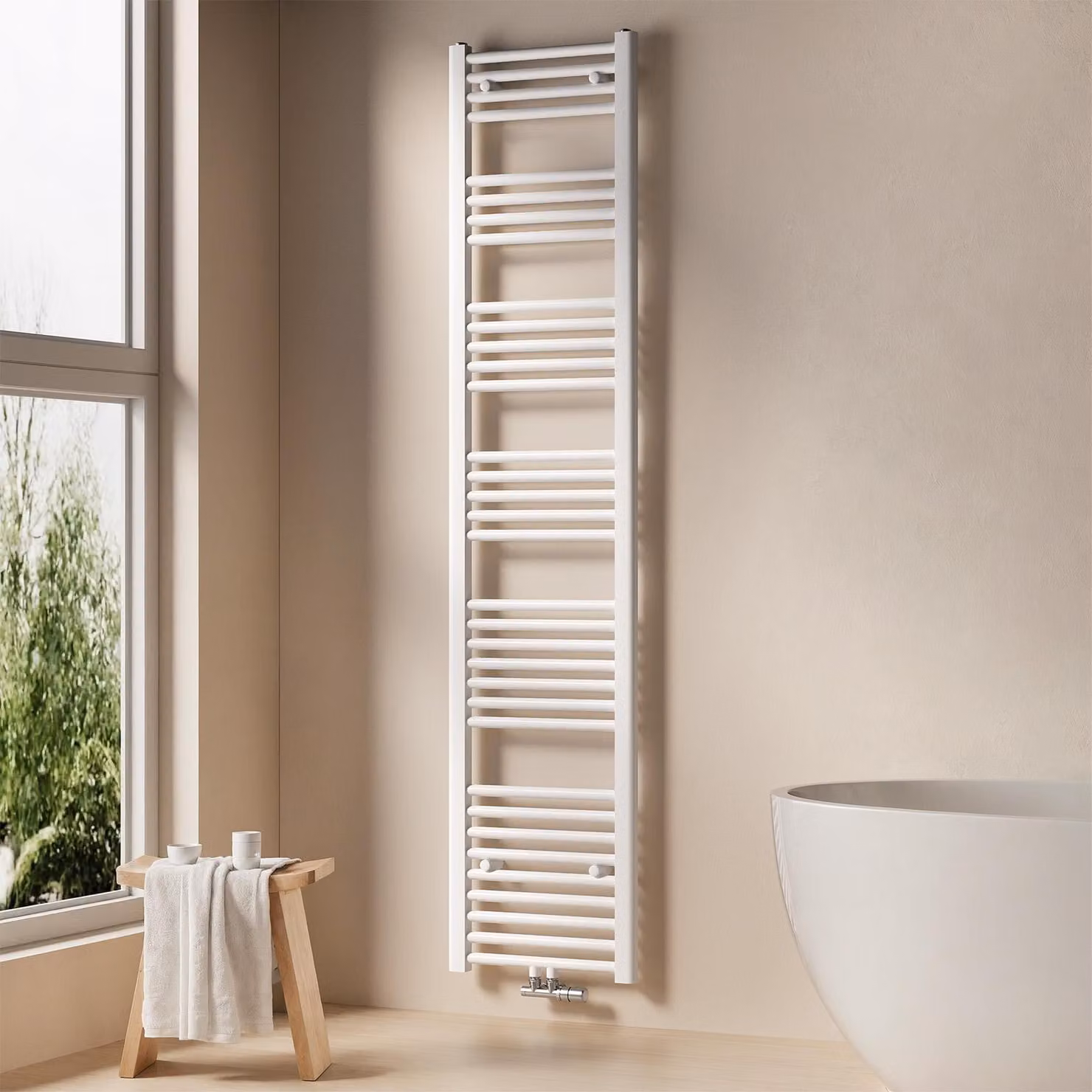 EMKE radiatore bagno asciugamani radiatore 40x180cm 618 Watt di potenza bianco attacco centrale riscaldamento senza elemento riscaldante