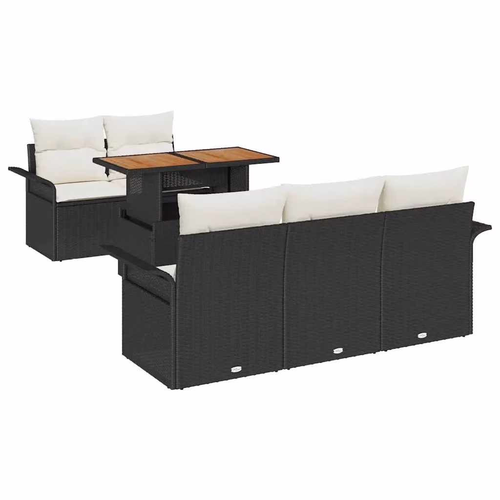 Set Divano da Giardino a L vidaXL 6 Pezzi Nero con Cuscini e Contenitore per Archiviazione – 2