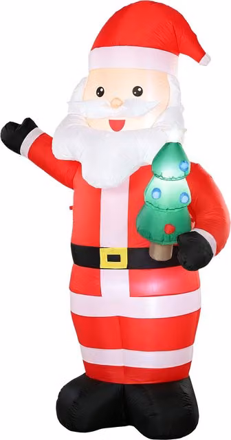 Outsunny Babbo Natale Gonfiabile con Albero e Luci LED, Rosso, Altezza: 243 cm