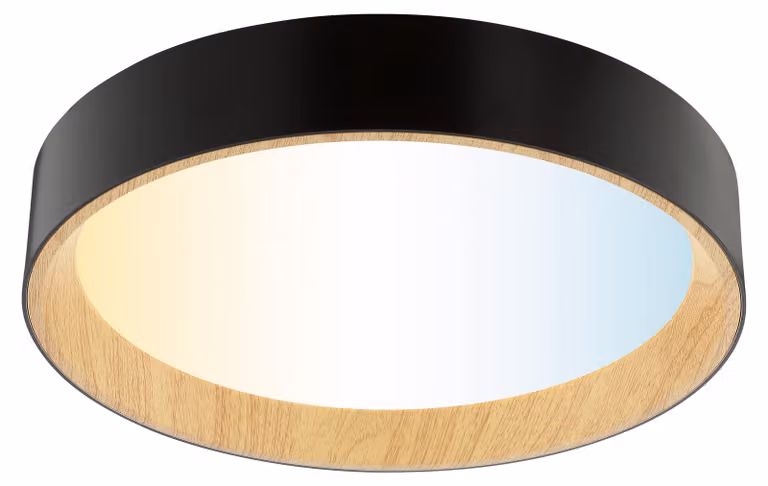 Plafoniera LED brillante Larios Ø 39 x 7,7 cm bianco caldo-bianco freddo legno nero