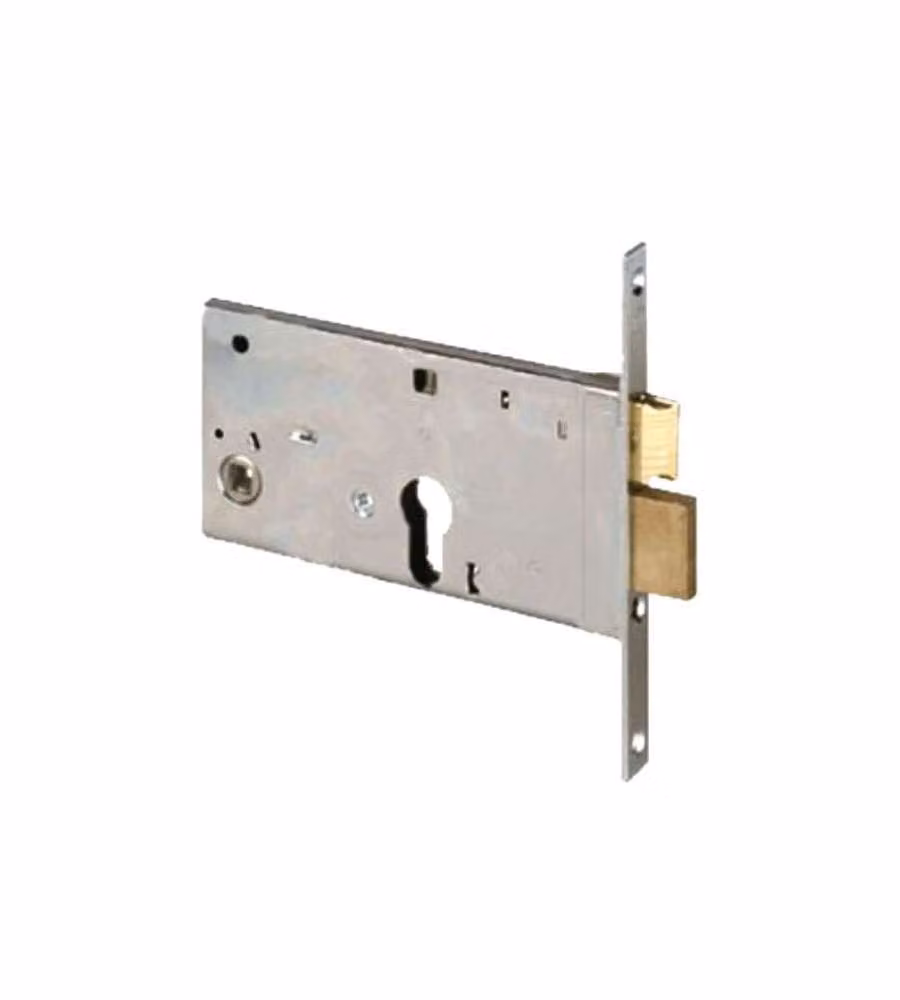 Serratura a infilare Cisa 44361-70 con cilindro sagomato in finitura oro o argento