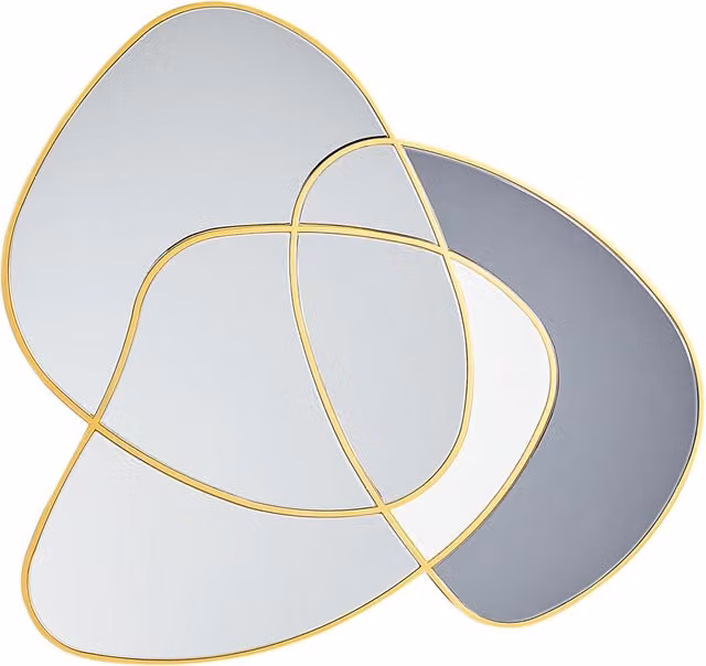 Specchio da parete Beliani in vetro e MDF oro con forma irregolare organica e stile art deco L: 99 cm, H: 89 cm