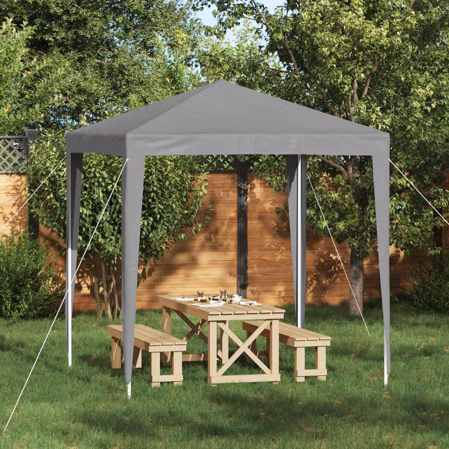 Tenda Party vidaXL Grigio Chiaro in PE e Acciaio L/P/H: 200 x 200 x 240 cm