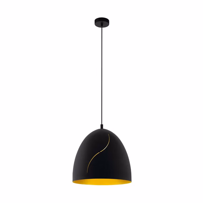 EGLO lampada a sospensione Hunningham, lampada a sospensione industriale, vintage, lampada a sospensione in acciaio nero, oro, lampada da tavolo, lampada da soggiorno, E27, Ø 40,5 cm