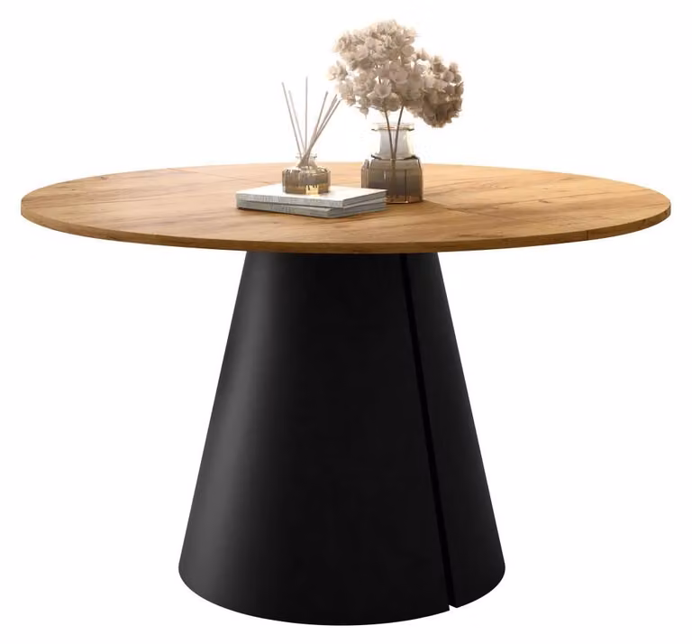 MIRJAN24 Tavolo Calma 120, tavolo da pranzo, gambe in acciaio (colore: nero / rovere effetto oro)